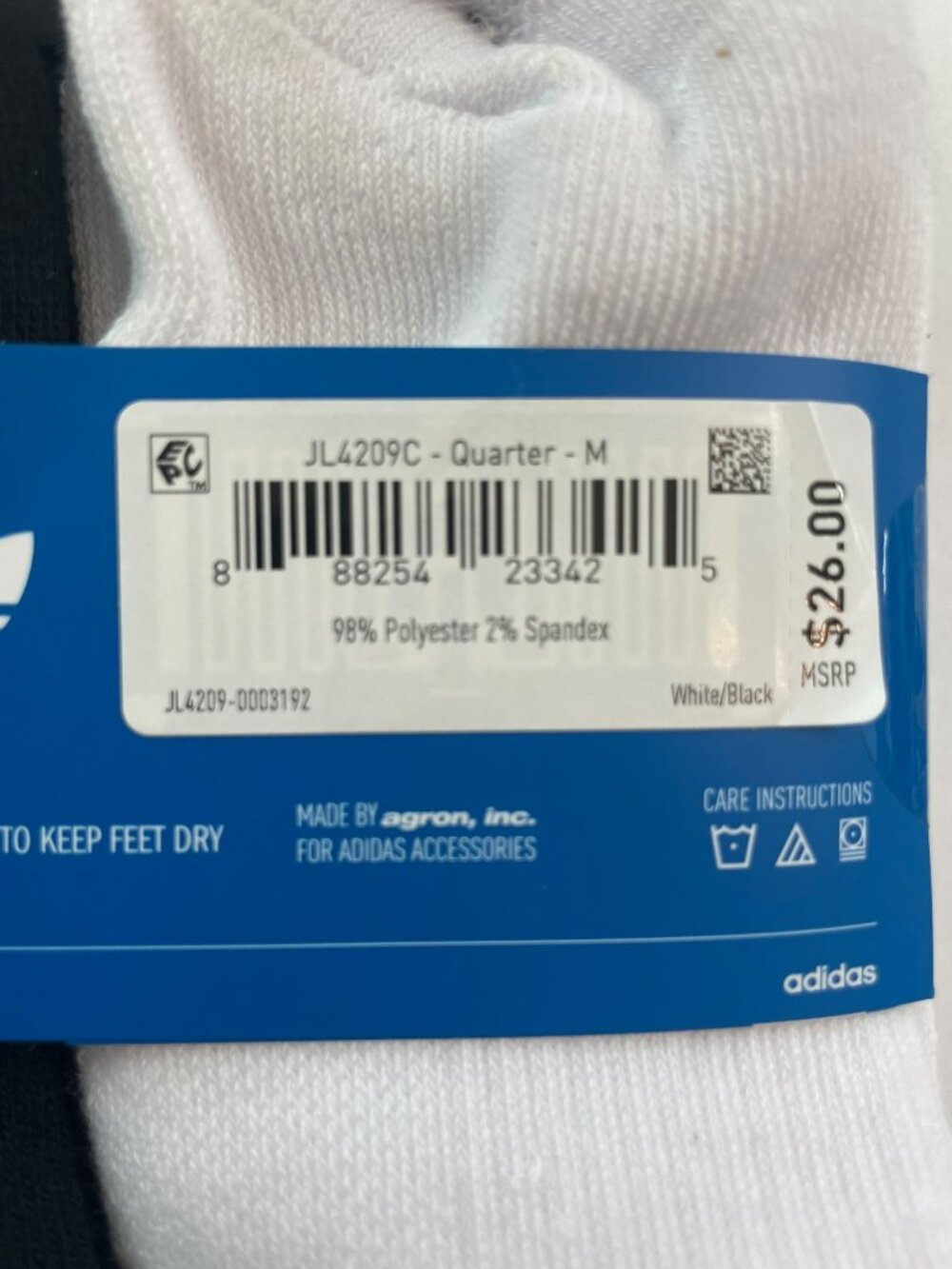Adidas Originals 1/4 Socks 12-Pack White/Black Compression Unisex Sz M5-8 W5-10 - Picture 5 of 5